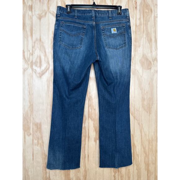 Carhartt Women Jeans Durable & Stylish Size 14 Frayed Hem - Picture 3 of 7